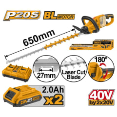 CORTASETOS INGCO INALÁMBRICO 40V C/2 BAT. Y C/CARGADOR DOBLE #CHTLI400282