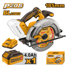 SIERRA CIRCULAR INGCO INALÁMBRICA 20V 185 MM C/BAT Y CARGADOR #CSLI18511 (C)