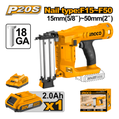 CLAVADORA INGCO INALÁMBRICA 20 V. C/BATERÍA CAP.CARGA 100 PZ #CBNLI2016