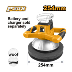 PULIDORA ORBITAL INALAMB. 20V 254MM S/BATERIA S/CARGADOR INGCO#COPLI2001