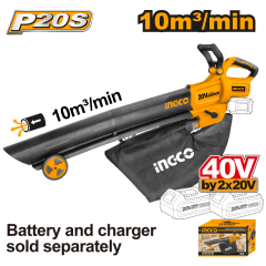 SOPLADOR ASPIRADOR INALAMB.40V S/BAT.S/CARGADOR INGCO#CABLI2003