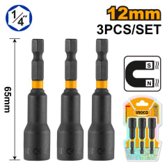 ADAPTADOR INGCO MAGNÉTICO 1/4 DR PARA DADOS JGO 3 PZAS. 12 MM #AMN1231