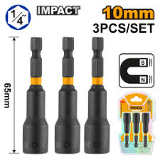 ADAPTADOR INGCO MAGNÉTICO 1/4 DR PARA DADOS JGO 3 PZAS. 12 MM #AMN1231