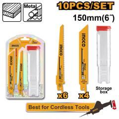 HOJA SIERRA SABLE INGCO PARA MADERA Y METAL 150 MM.JGO.10 PZAS. # RSB1002