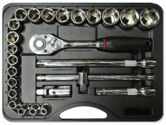 CAJA DE DADOS CROSSMAN  CUADRANTE DE 1/2 PULGADA HEXAGONAL, CON 25 PIEZAS EN TOTAL #99-071