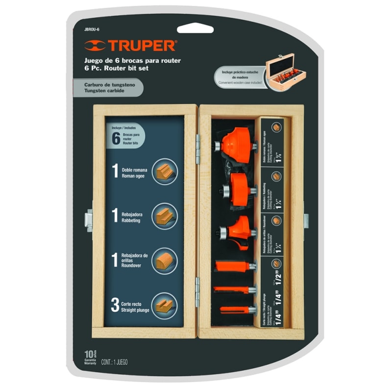 FRESA PARA MADERA TRUPER JGO. 6 PZAS. # JBROU-6 (11359)1