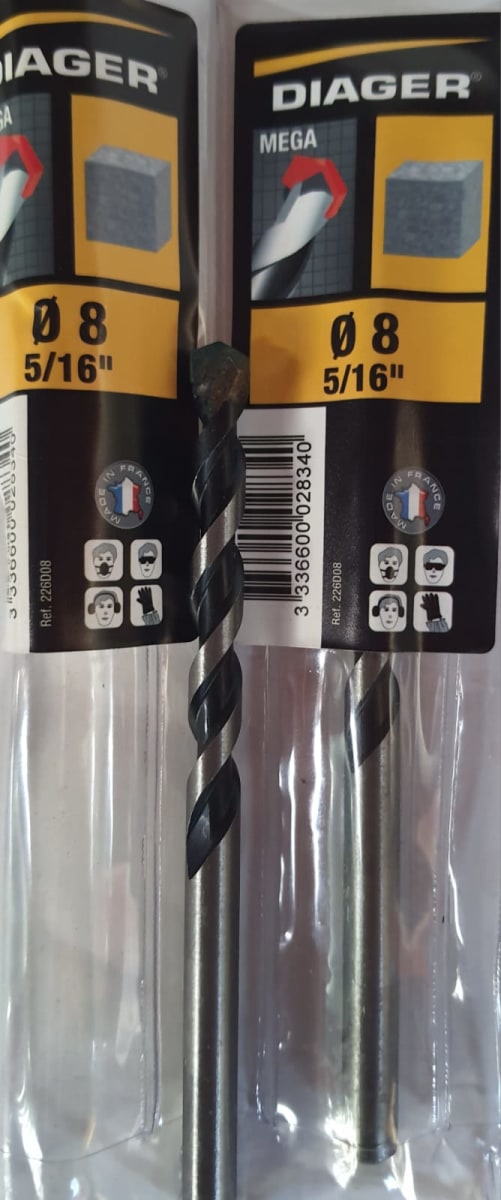BROCA CONCRETO DIAGER PROFESIONAL/MEGA 8MM ESTÁNDAR1