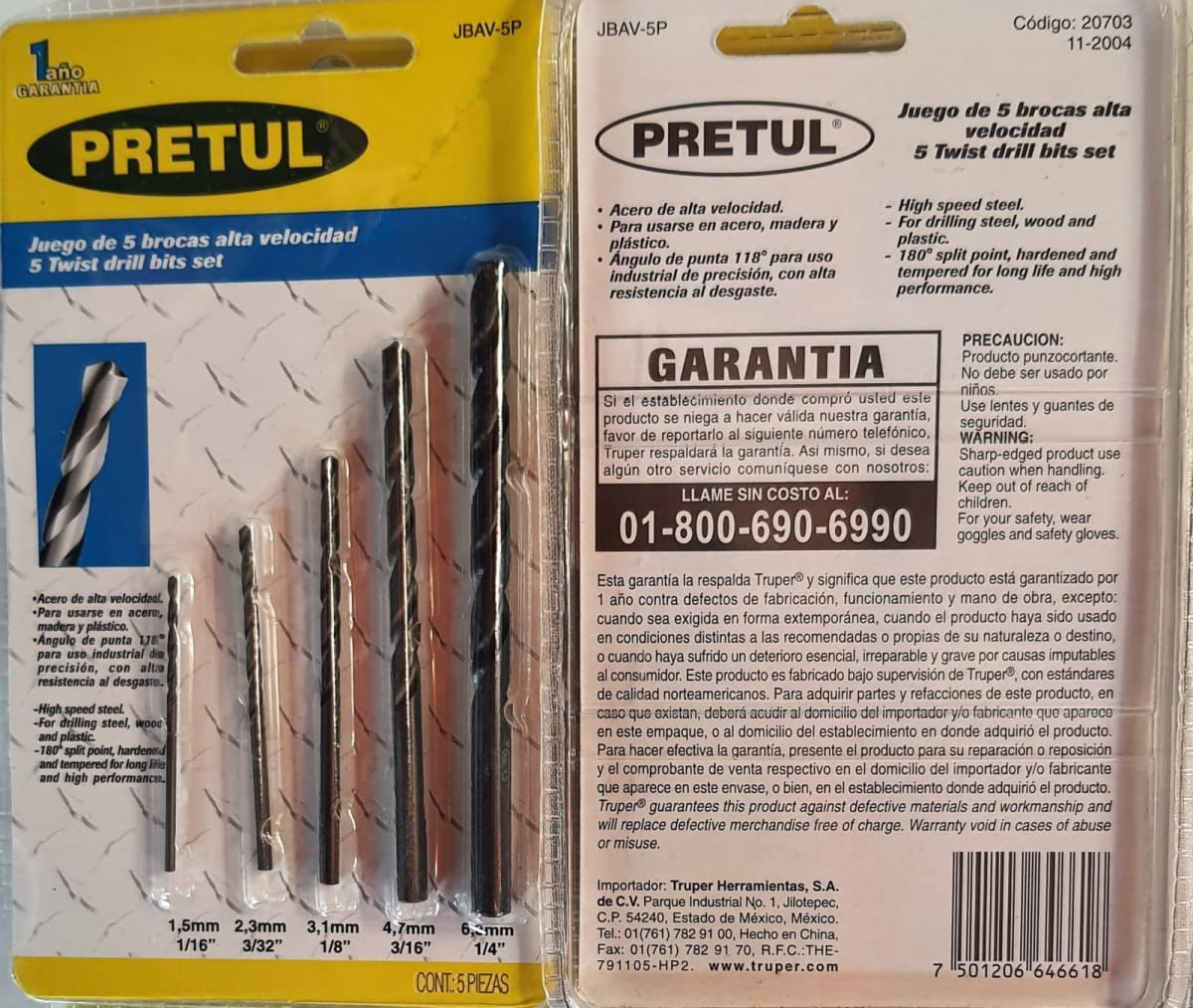 BROCA PRETUL (TRUPER) JGO. 5 PZS # JBAV-5P (OF)1