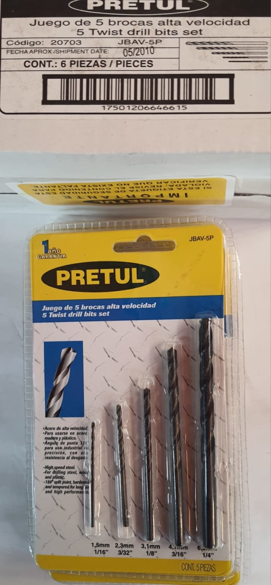 BROCA PRETUL (TRUPER) JGO. 5 PZS # JBAV-5P (OF)2