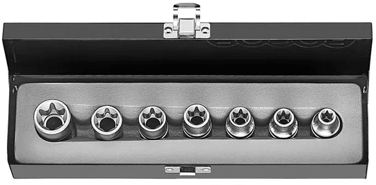 JUEGO 7 PZAS. DADOS TORX HEMBRA E10-E24  FORCE2