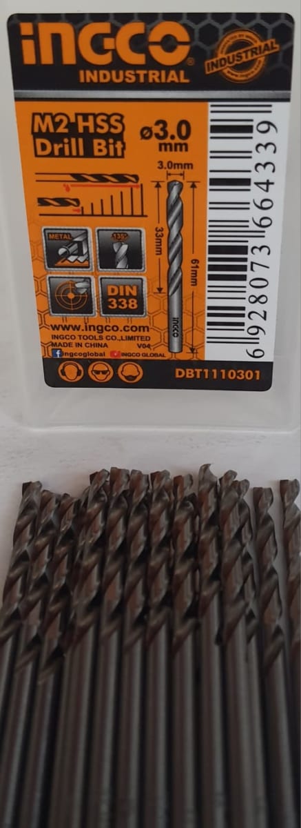 BROCA CIL AR INGCO REFORZADA JGO. 20 PZS 3,0 MM # DBT1110301(OF) 0