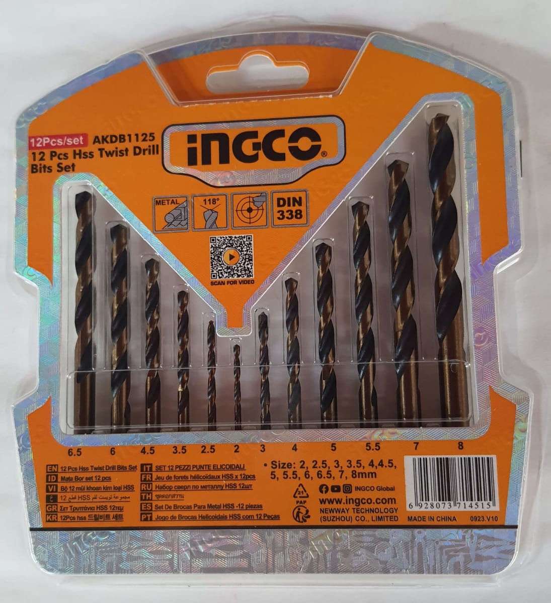 BROCA CIL AR INGCO JGO.12 PZS 2,0 A 8,0 MM # AKDB11252