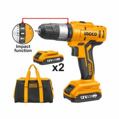 TALADRO INGCO PERCUTOR INALÁMBRICO 12V C/CARGADOR Y BATERÍA #CIDLI1222 (C)(OF) 1