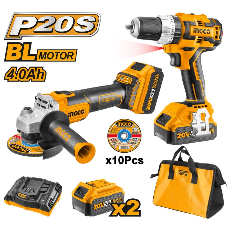 TALADRO INALÁMBRICO Y ESMERIL ANGULAR INALÁMBRICO INGCO 20V #CKLI6015 (C)(OF)2