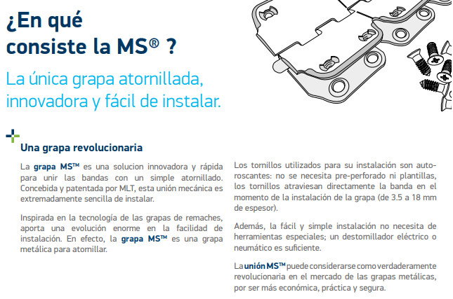 Grapas MS 35 x 600mm Reparación Correas pesadas Transportadora (Francia)6