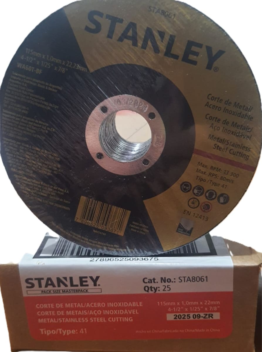 DISCO DE CORTE STANLEY PACK 25 UNIDADES DE 4.1/2 X 1MM5