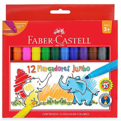 12 marcadores jumbo redondos faber-castell