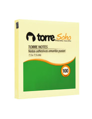 Notas adhesivas 75x75mm 100 hjs amarillo torre