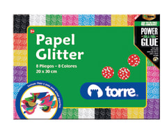 Carpeta de papel glitter 8 pliegos Torre