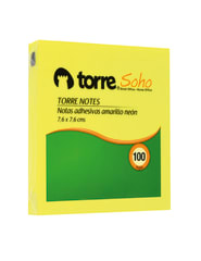 Notas adhesivas 76x76mm 100 hjs amarillo neon torre