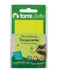 Notas adhesivas transparentes amarillo neon 7,6x5cm torre