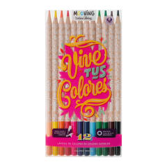 12 lápices de colores redondos vive tus colores Mooving