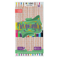 12 lápices de colores inseparables doble color 24 colores mooving