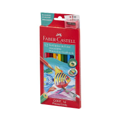 12 lápices de colores acuarelables hexagonales + sacapuntas Faber-Castell