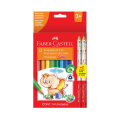 12 lápices de colores jumbo triangulares + 2 grafitos Faber-Castell
