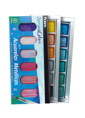 Acuarela metalizadas 6 colores + pincel Sense of Color