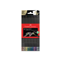 12 lápices de colores super soft redondos metalizados