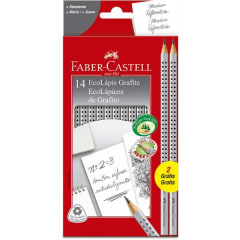 14 lápices grafito B N2 triangular grip faber-castell