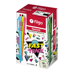 Bolígrafo retráctil fastrack punta media tinta negra filgo