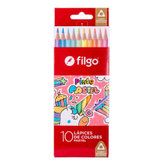 10 lápices de colores pastel hexagonales filgo