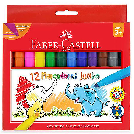 12 marcadores jumbo redondos faber-castell1