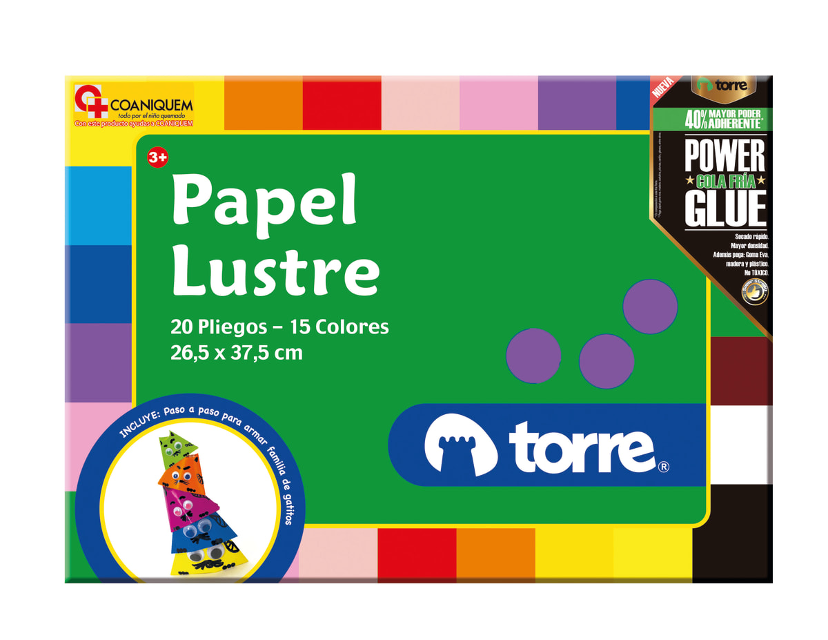 Carpeta papel lustre 20 pliegos Torre1