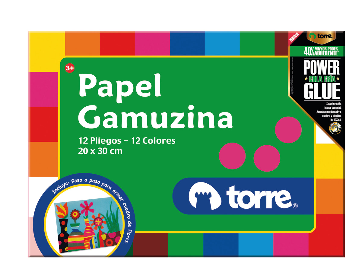 Carpeta de papel gamuzina 12 pliegos Torre1