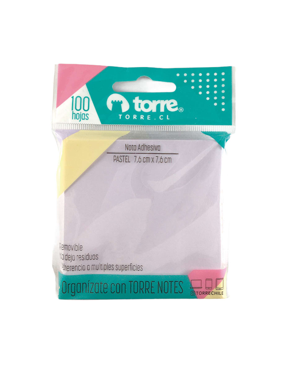 Notas adhesivas 76x76mm 100 hjs lila pastel torre1
