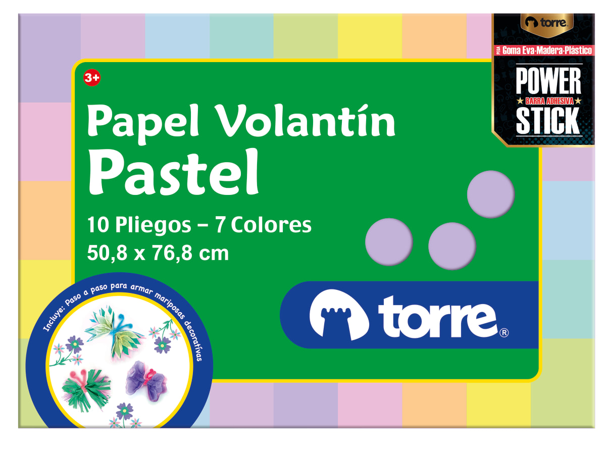 Carpeta de papel volantín pastel 10 pliegos Torre1
