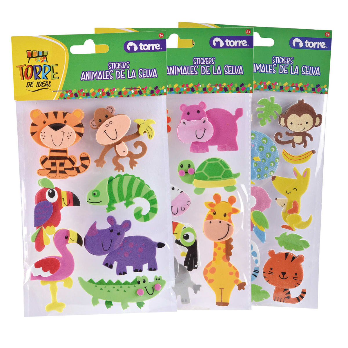 Stickers goma eva animales de la selva torre1