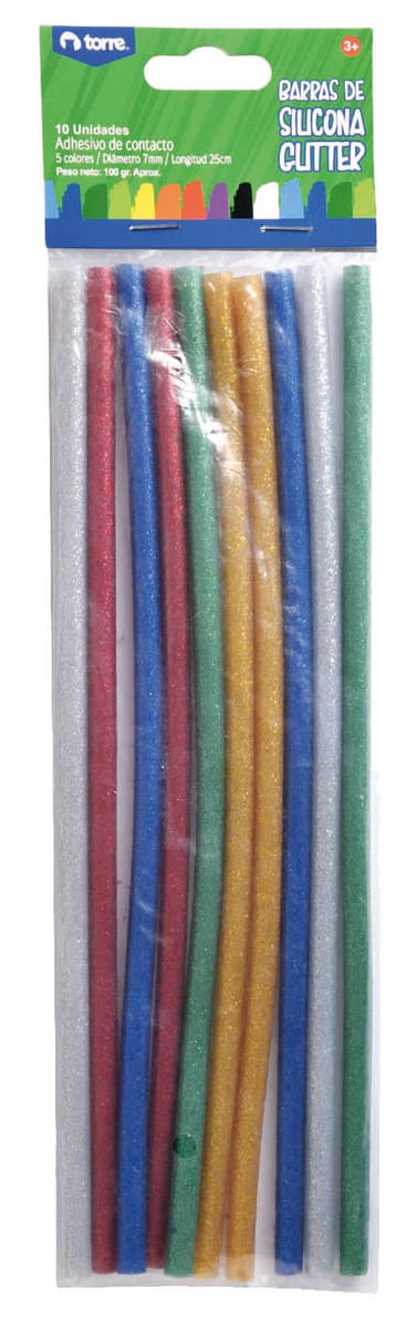 Silicona en barra glitter 7 mm 10 un Torre1