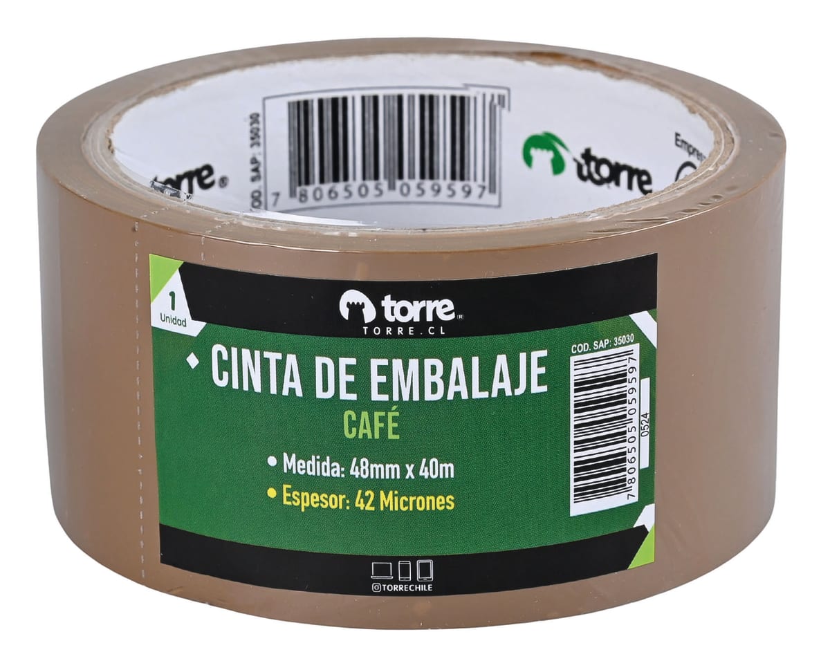 Cinta de embalaje café 48mm x 40mts Torre1