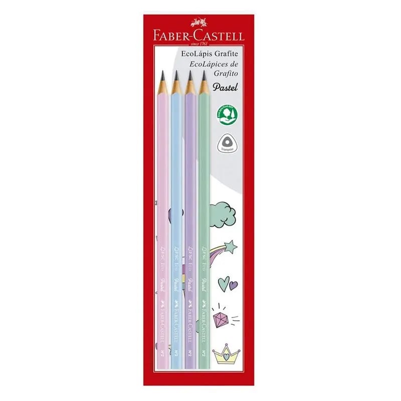 4 lápices grafito N2 pastel triangular faber-castell1