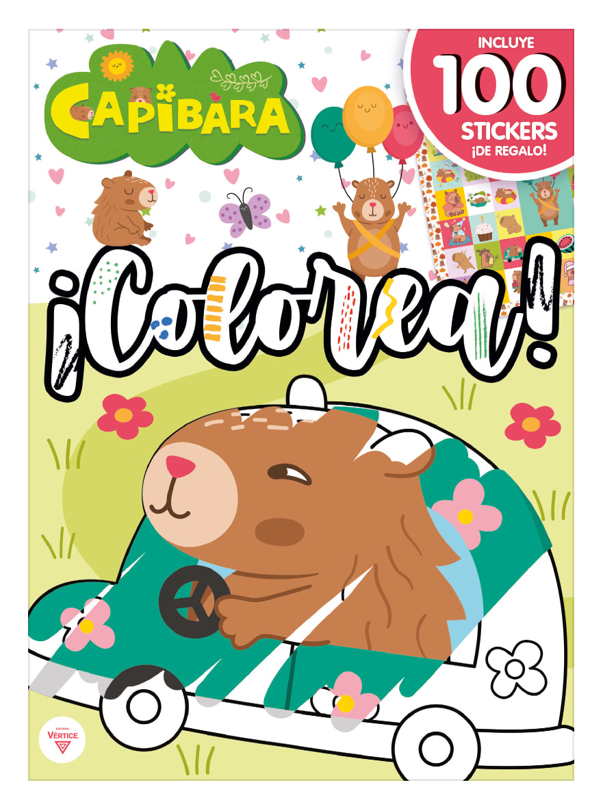 Libro para colorear capibara + stickers1