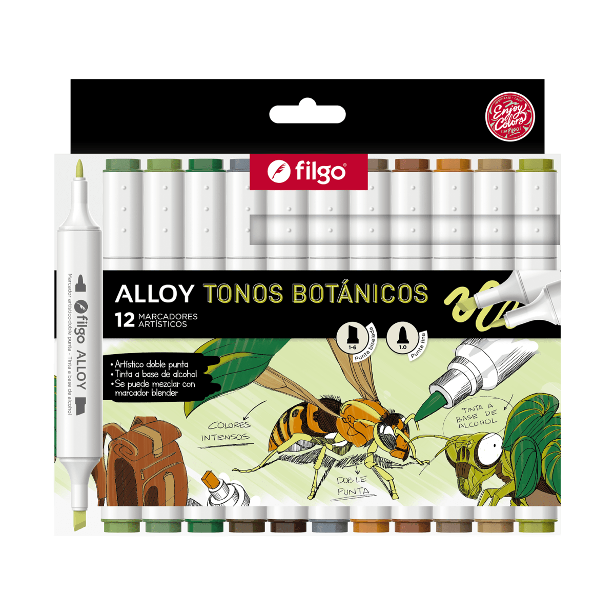 12 marcadores alloy tonos botánicos filgo1