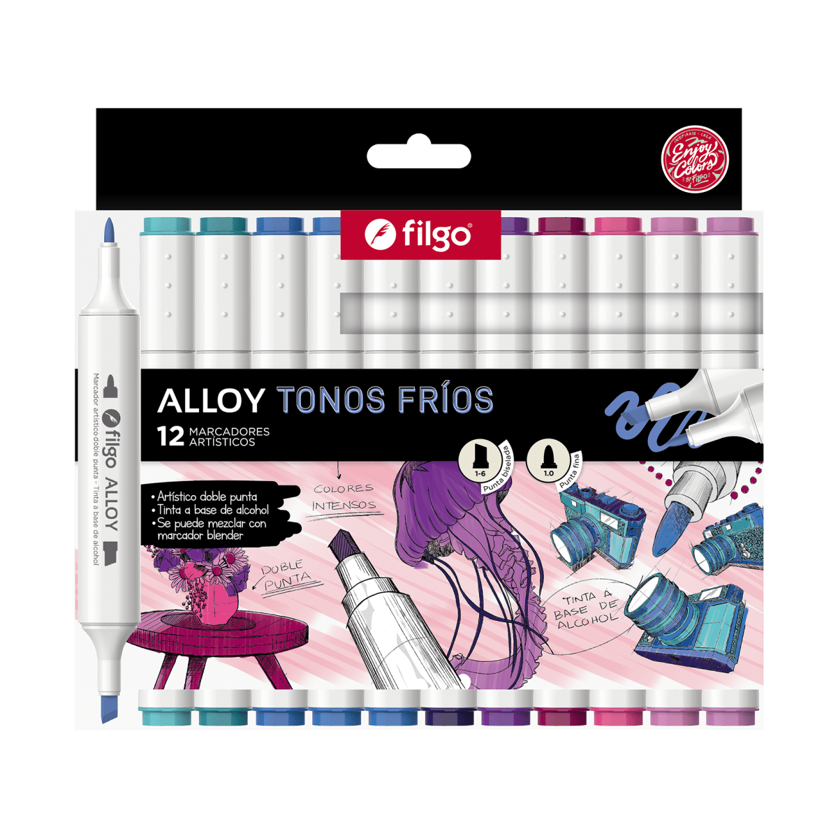 12 marcadores alloy tonos fríos filgo1