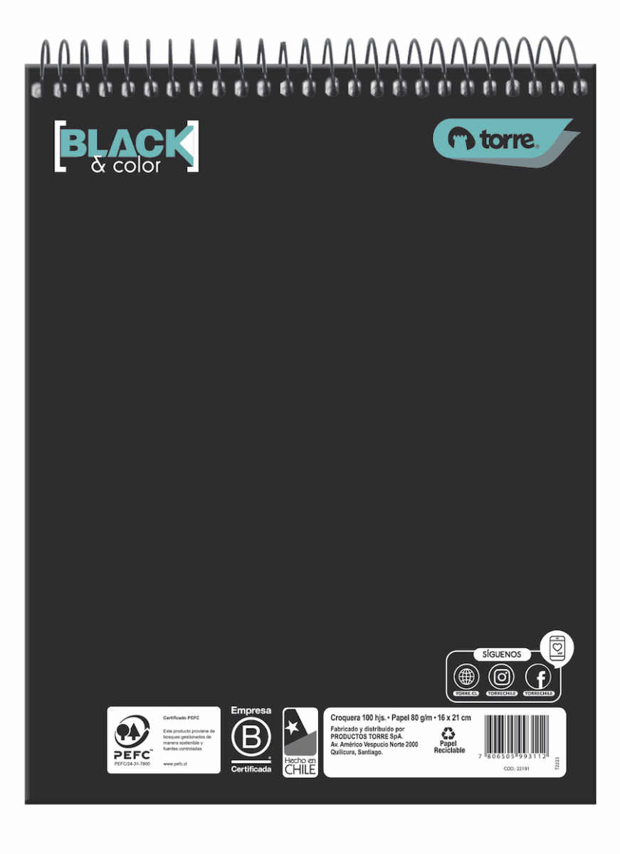 Croquera 16x21 cm black&color Torre1