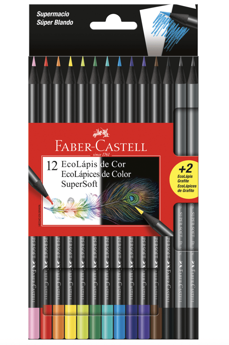 12 lápices de colores super soft redondos + 2 grafitos Faber-Castell1
