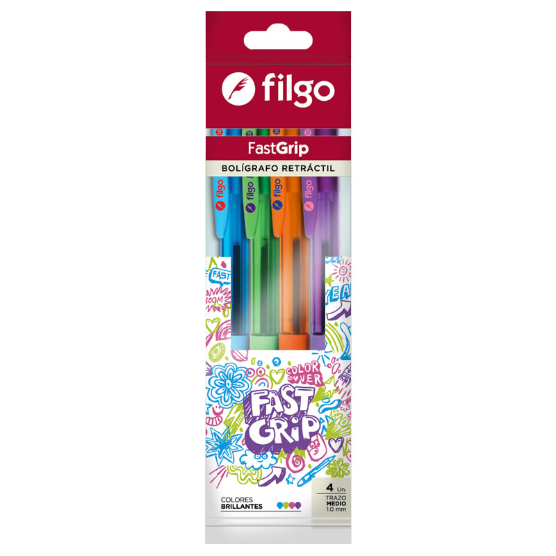 Set 4 bolígrafos retráctil filgo1
