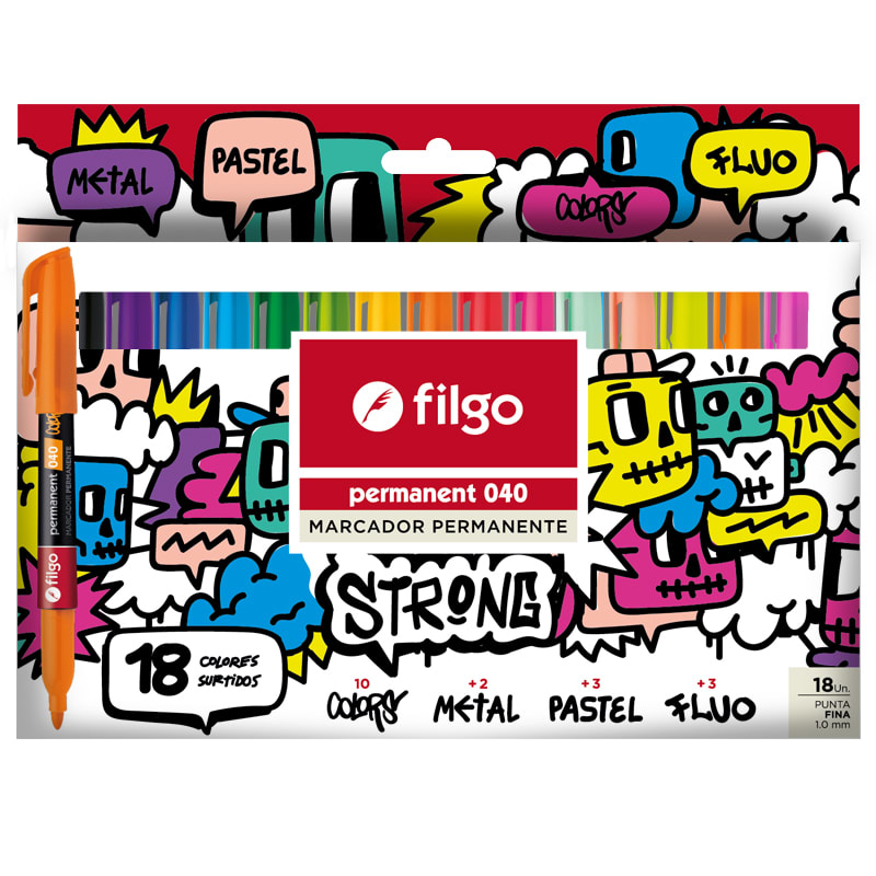 18 marcadores permanentes strong filgo1
